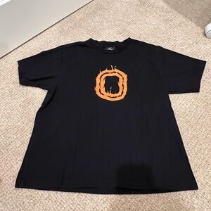 Overtime youth XL black t shirt with orange flame logo